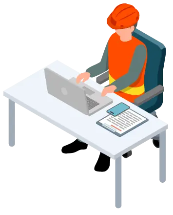 オフィスワーク中のスタッフイラスト